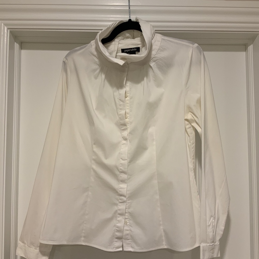 White Poplin Button-Up Shirt